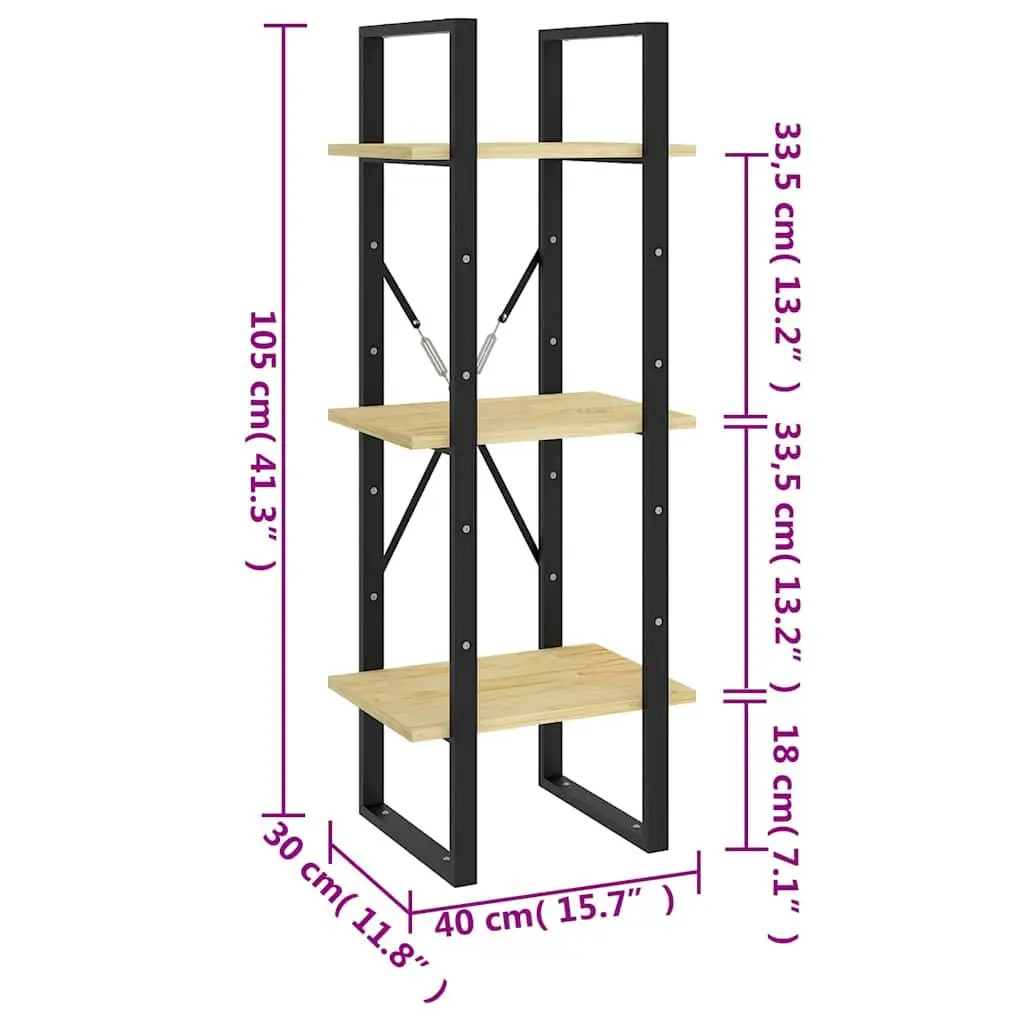 Wooden Book Cabinet 3 Shelves Brown