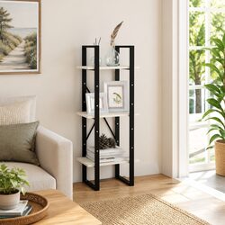 3-Tier Book Cabinet - Solid Pinewood White Shelving Unit