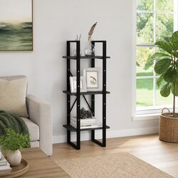 3-Shelf Grey Wooden Bookcase for Storage