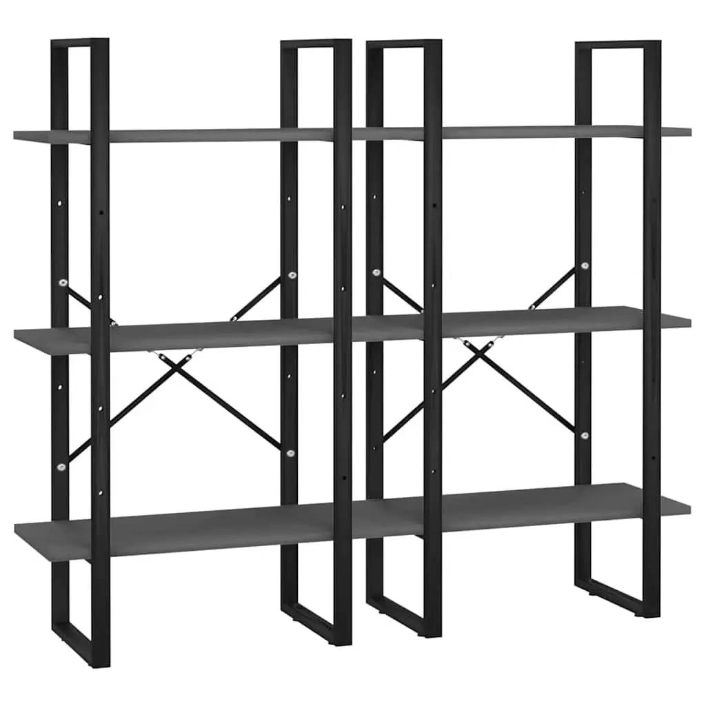 Storage Shelf Grey Standing Bookcase Shelving Unit 60 x 30 x 210 cm