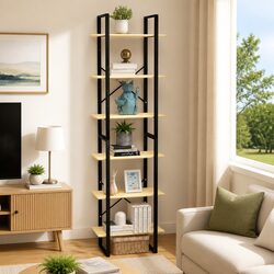 60x30x210 cm Storage Shelf – Solid Wood Display Stand