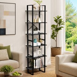 60x30x210cm Grey Bookcase Storage Shelf in Solid Pine