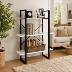 White Book Cabinet Shelving Unit with 3 Storage Shelves