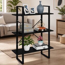3-Shelf Black Book Cabinet with Metal Frame