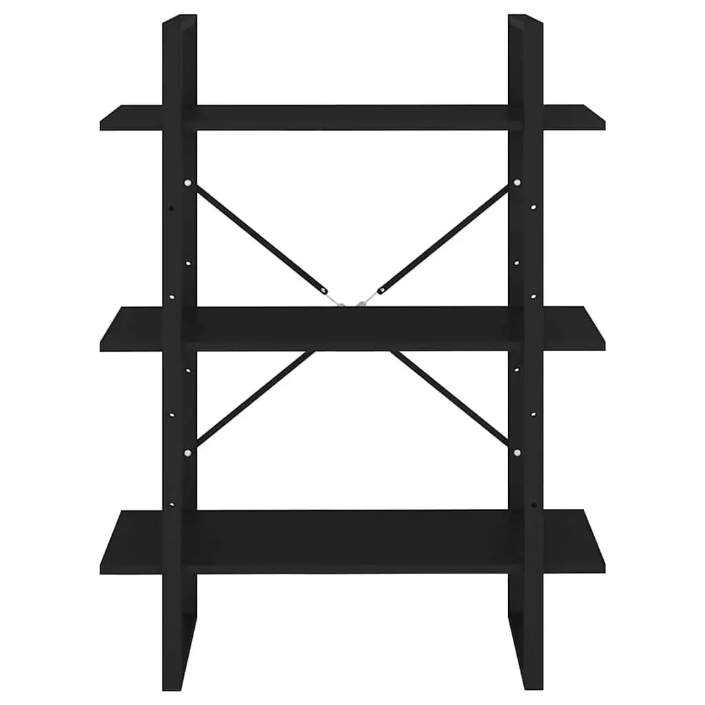 Book Cabinet Black 3 Shelf Storage Unit Display