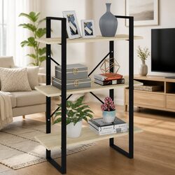 Engineered Wood Bookshelf with Metal Frame, 80x30x105 cm