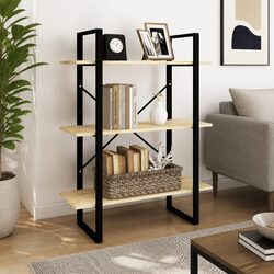 3-Tier Bookcase in Solid Pine Wood with 3 Shelves