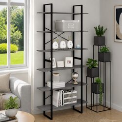 High Cabinet Display Unit in Grey Solid Pine Wood