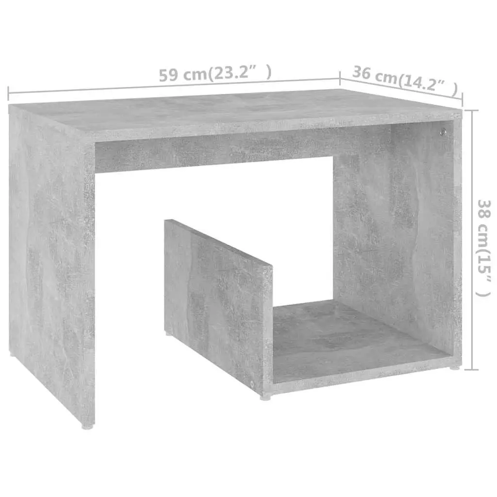 Accent Side Table Grey Storage Modern 59W x 36D x 38H cm