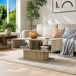 Sleek Brown Coffee Table with Functional Storage