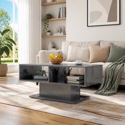 Storage Shelf Coffee Table in High Gloss Grey