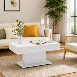 White Engineered Wood Coffee Table with Sturdy Design