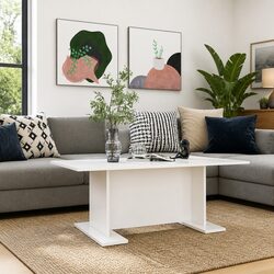 Contemporary White Coffee Table with Engineered Wood Design