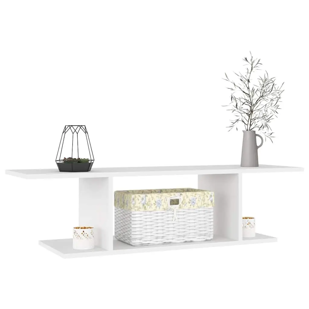 Wall Mounted TV Cabinet Space Saving Open Shelving Unit White 103 x 30 x 26.5 cm
