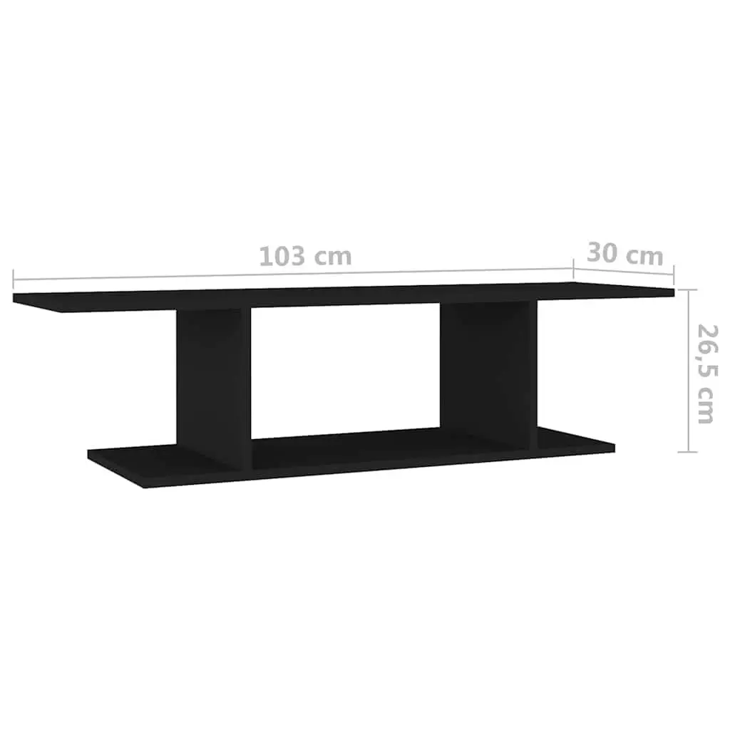 Wall Mounted TV Cabinet Space Saving Black 103cm