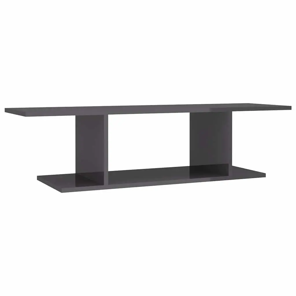 Wall Mounted TV Cabinet High Gloss Grey Living Room Storage Display Unit