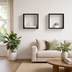 Floating Cube Shelves Set in Grey for Practical Storage