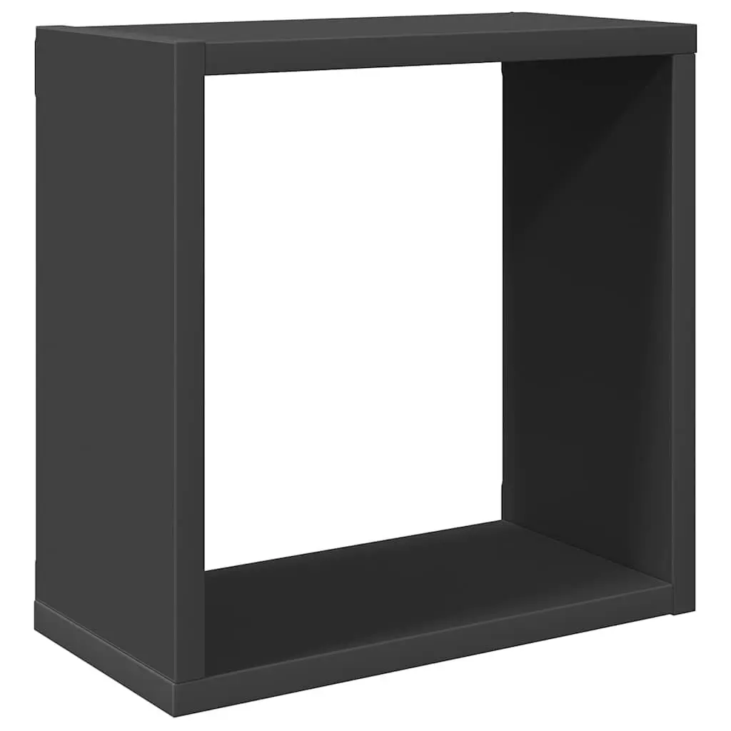Wall Cube Shelves Floating Storage Display Set Grey 2 Piece