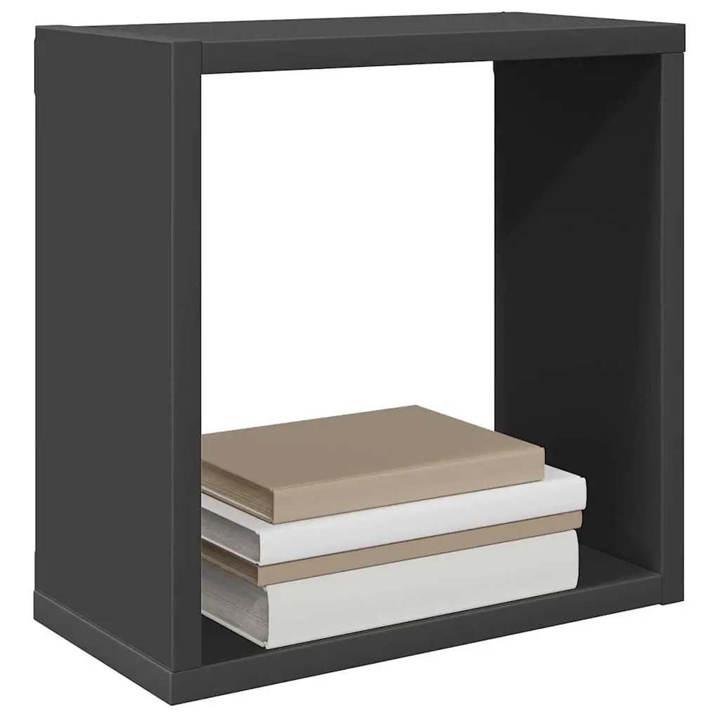 Wall Cube Shelves Set 4 Piece Sturdy Floating Storage Display Grey