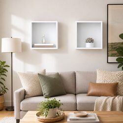 Wall-Mounted Cube Shelves Set of 2 White 30x15x30 cm