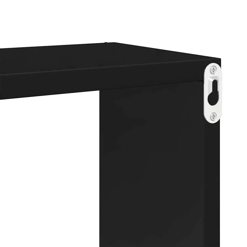 Wall Cube Shelves Floating Storage Display High Gloss Black 30x15x30 cm 2 Piece