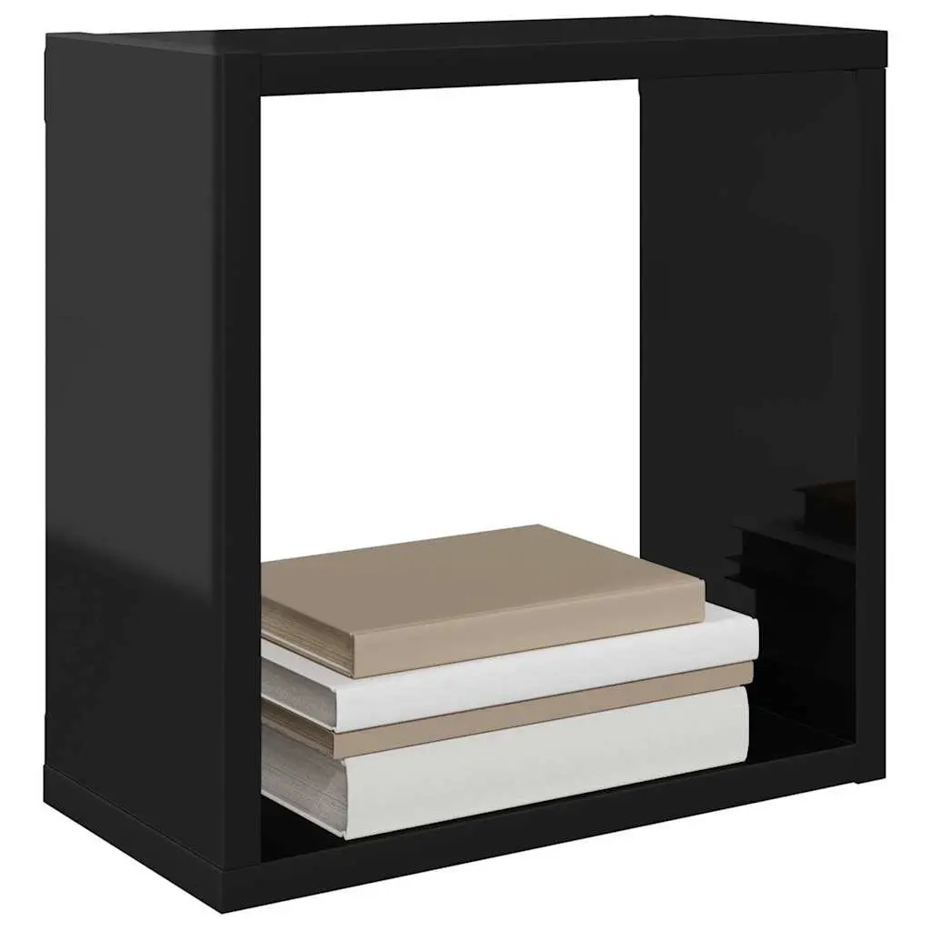 Wall Cube Shelves Floating Storage Display Set Black Hanging Shelving Unit Home