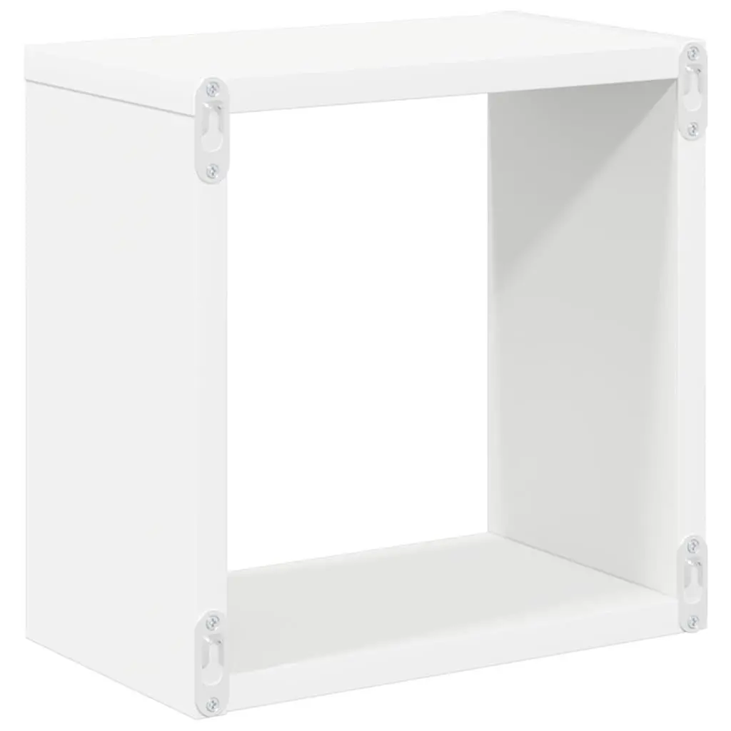 Floating Cube Shelves Set 4 Pieces White Organiser Storage Display