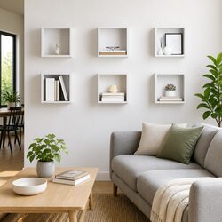 White Floating Cube Shelves - 6 Piece Storage Set