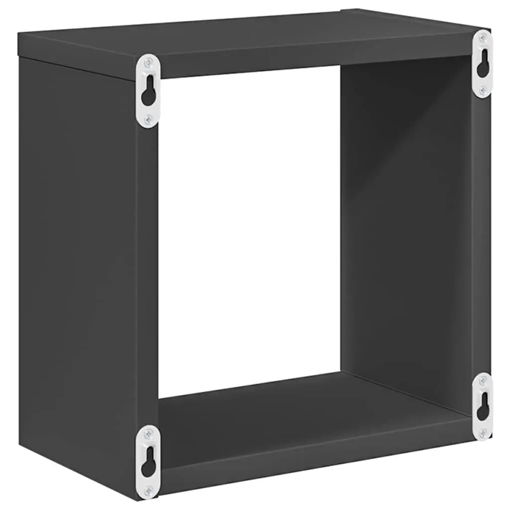 Wall Cube Shelves 2 pcs Grey Floating Storage Display Organizer Bedroom Living