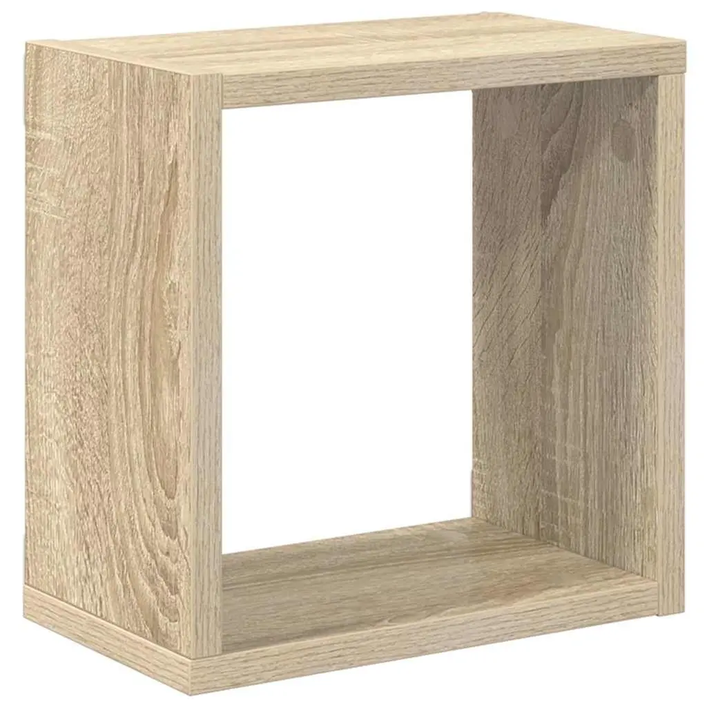 Brown Floating Wall Cube Shelves Storage Display Set 6 Pieces