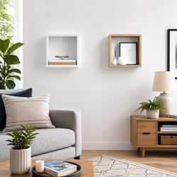 Wall-Mounted Cube Shelves in White Sonoma Oak