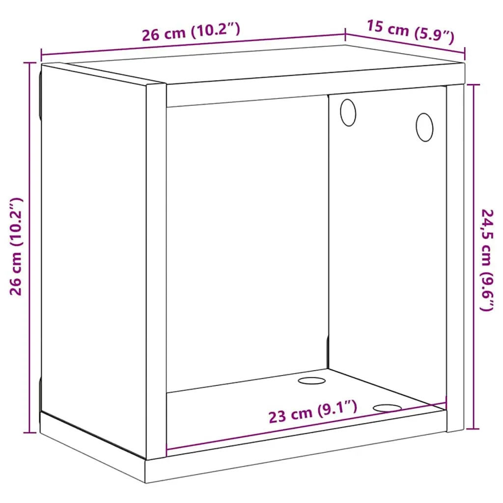 Wall Cube Shelves Set 6 Pieces Sturdy Display Storage 26x15x26cm White