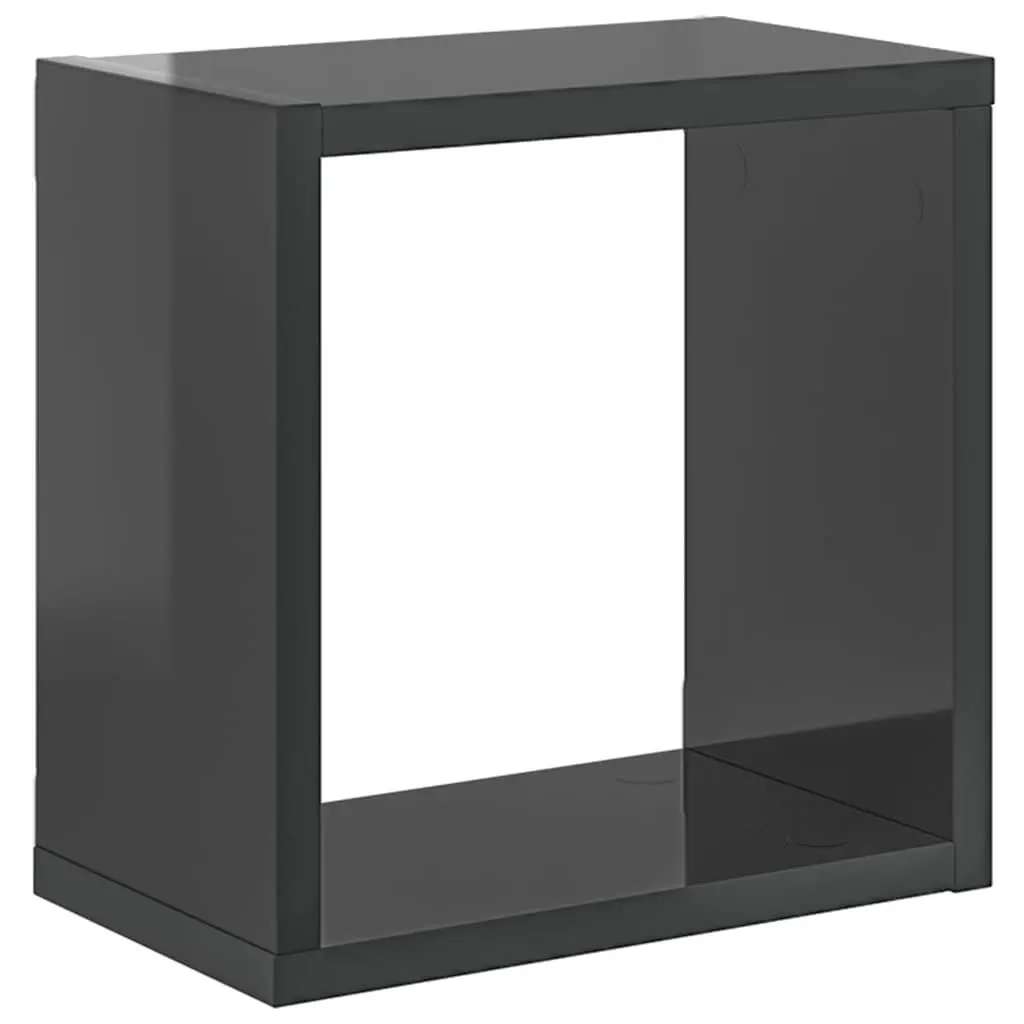 Floating Wall Cube Shelves Grey 26x15x26 cm 2 Piece Storage Display Organizer