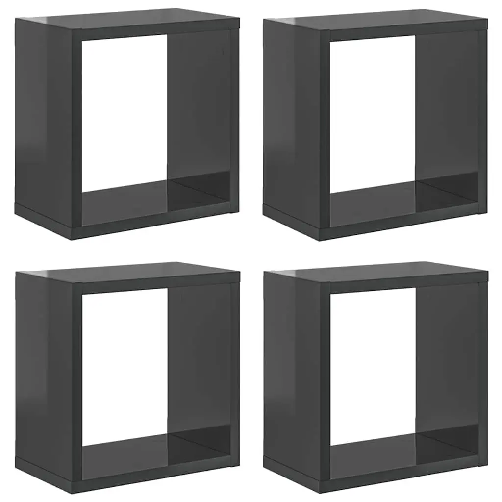 Wall Cube Shelves Floating Storage Display 4 Pieces Grey