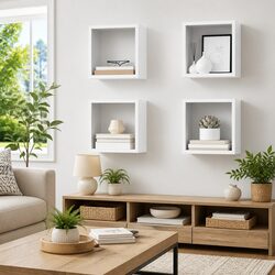 Set of 4 Wall Cube Shelves for Practical Storage