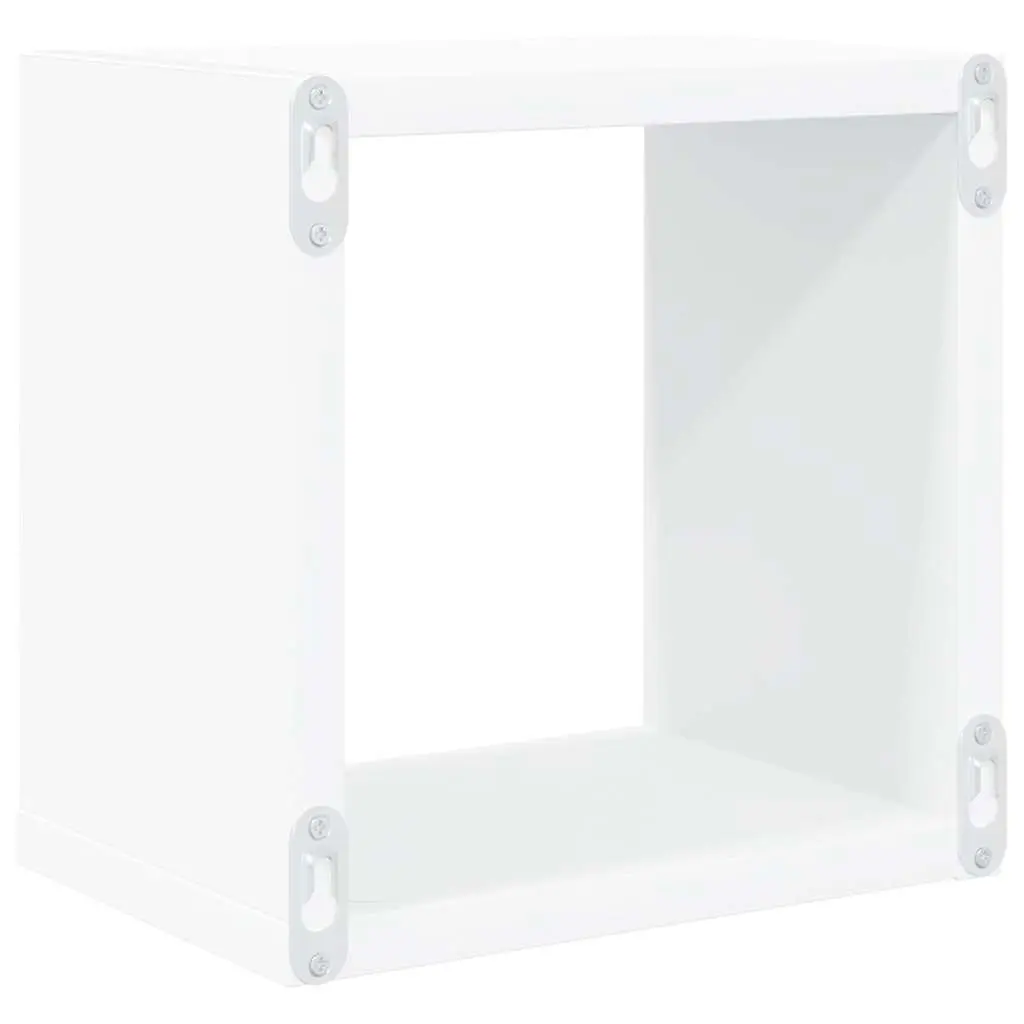 Floating Wall Cube Shelves White Set of 6 Storage Display Organisers 22x15x22cm