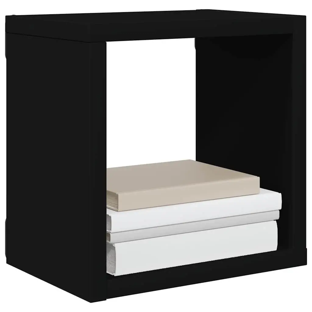 Wall Cube Shelves Sturdy Floating Storage Display 22 x 15 x 22 cm Black 4 Piece