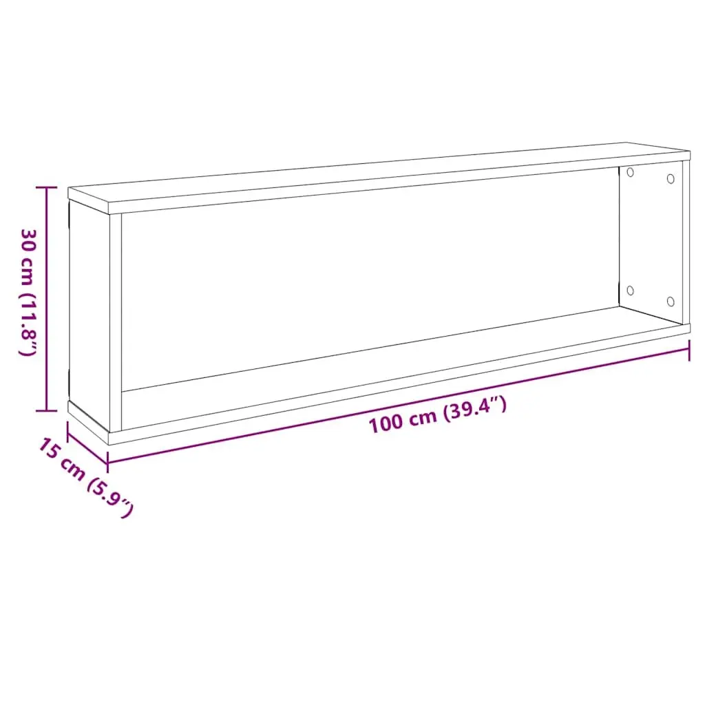 Floating Cube Shelves Grey High Gloss 4 Piece Storage Organiser Wall Mounted Display