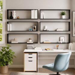 6-Piece Grey Wall Cube Shelves for Storage and Display