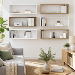 White Sonoma Oak 6-Piece Wall Cube Shelves Set