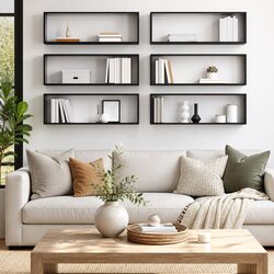 Grey Wall Cube Shelves Set of 6 for Storage and Display