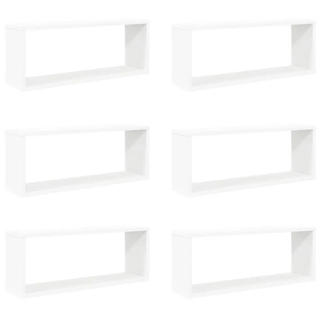 Wall Cube Shelves 6 Piece Set White Storage Display Floating Shelving Unit
