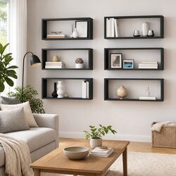 6-Piece Grey Wall Cube Shelf Storage Organizer Set