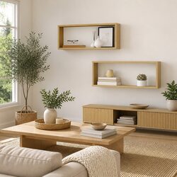 Set of 2 Wall Cube Shelves in Sonoma Oak