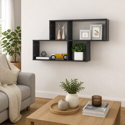 Floating Wall Shelf in Grey for Storage and Display