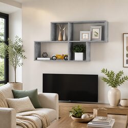Wall Shelf in Grey Concrete, 100x18x53cm, Engineered Wood