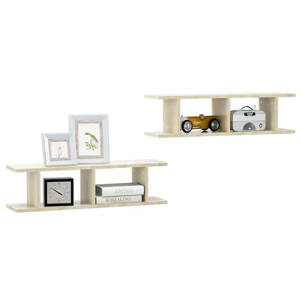 Wall Shelves 2 pcs Brown Floating Display Cube Storage Home Decor Living Room