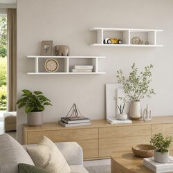 Sturdy White Floating Wall Shelf 90x18x20cm