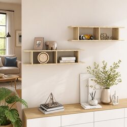 2-Piece Brown Wall Shelves - Sturdy Storage Solution