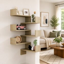 Corner Shelves Set of 2 Brown Engineered Wood 40x40x50 cm